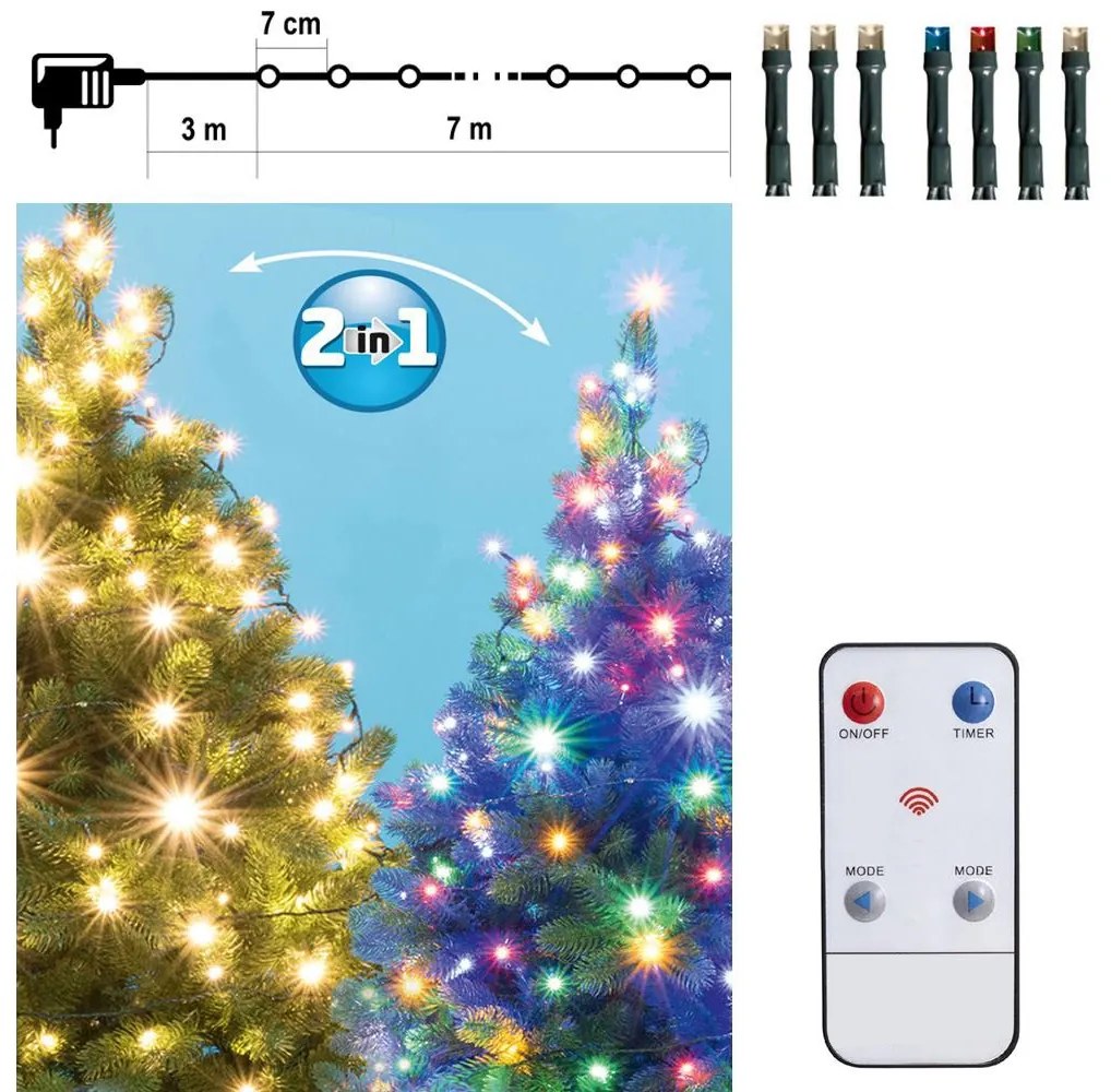 LED Łańcuch świąteczny z pilotem zdalnego sterowania LED/230V IP44