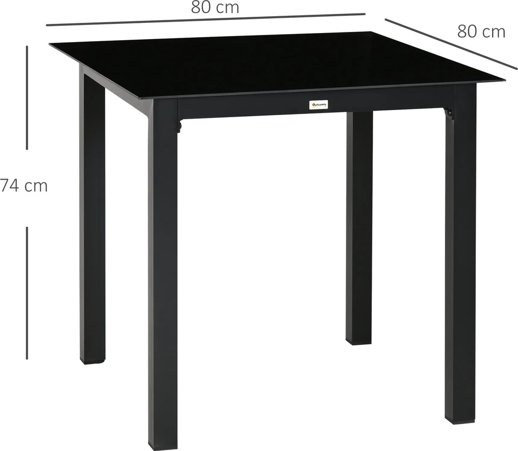 Outsunny Stolik ogrodowy Stolik Outdoor, Stolik do salonu zewnętrznego, odporny na warunki atmosferyczne, 80 x 80 x 74 cm, Czarny