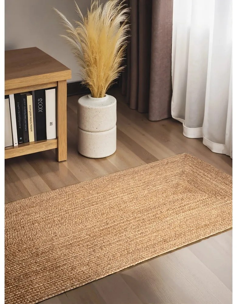 Chodnik z juty dwustronny/tkany ręcznie w naturalnym kolorze 80x200 cm Juno – Hanse Home