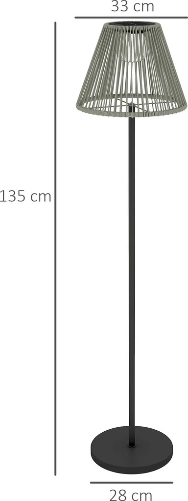 Outsunny Lampa solarna na stojaku Rattan z czujnikiem światła 25 LED Ø33 x 135 cm