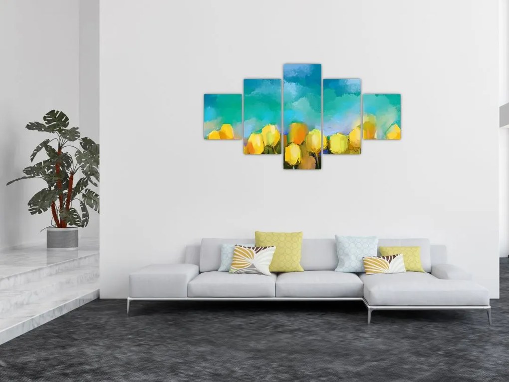 Obraz żółtych tulipanów (125x70 cm)
