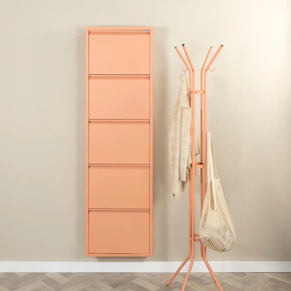 Łososiowa metalowa uchylna szafka na buty 50x169x15 cm Billy – Spinder Design