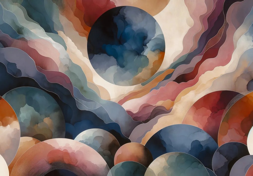 Fototapeta - Wyraziste kręgi i fale (196x136 cm)