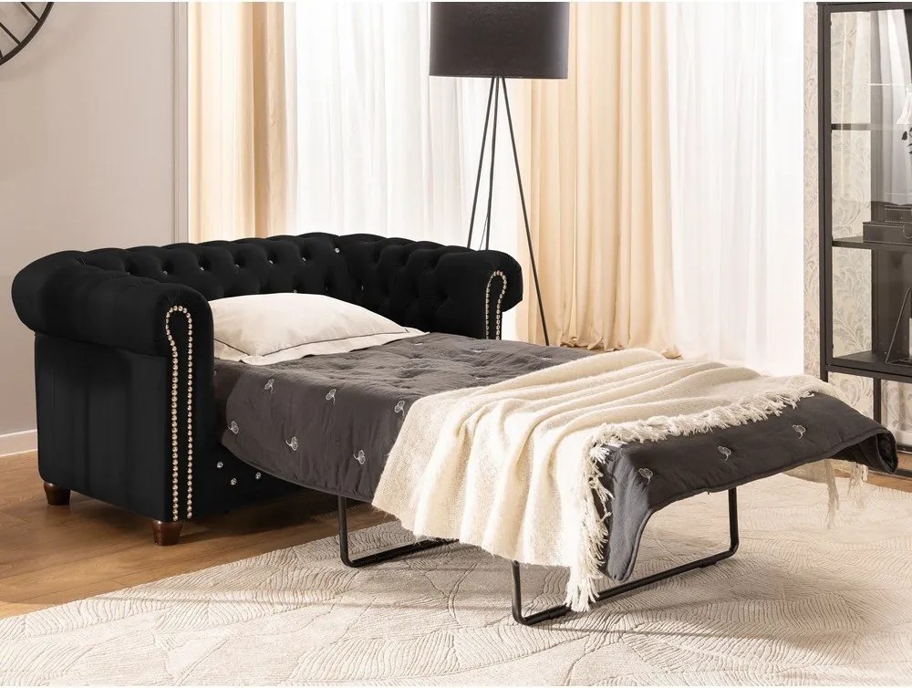 Czarna aksamitna rozkładana sofa 148 cm York Blik – Ropez
