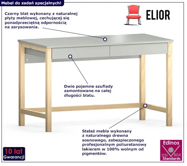 Szare biurko do pokoju dziecięcego 50x100 F4-H37