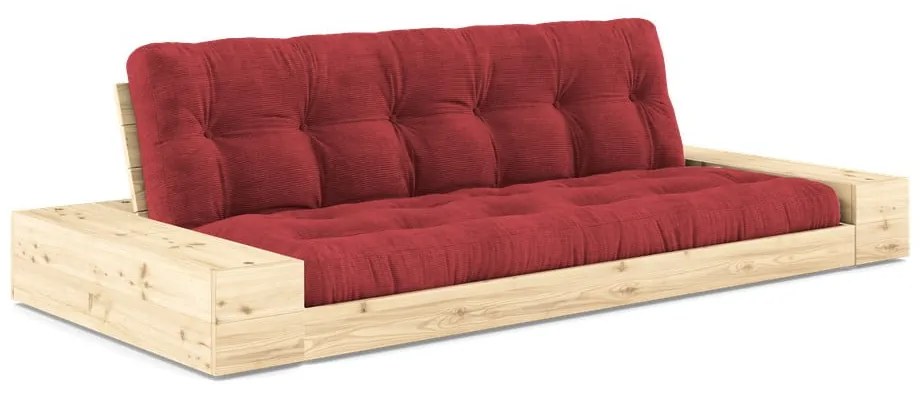 Czerwona sztruksowa rozkładana sofa 244 cm Base – Karup Design