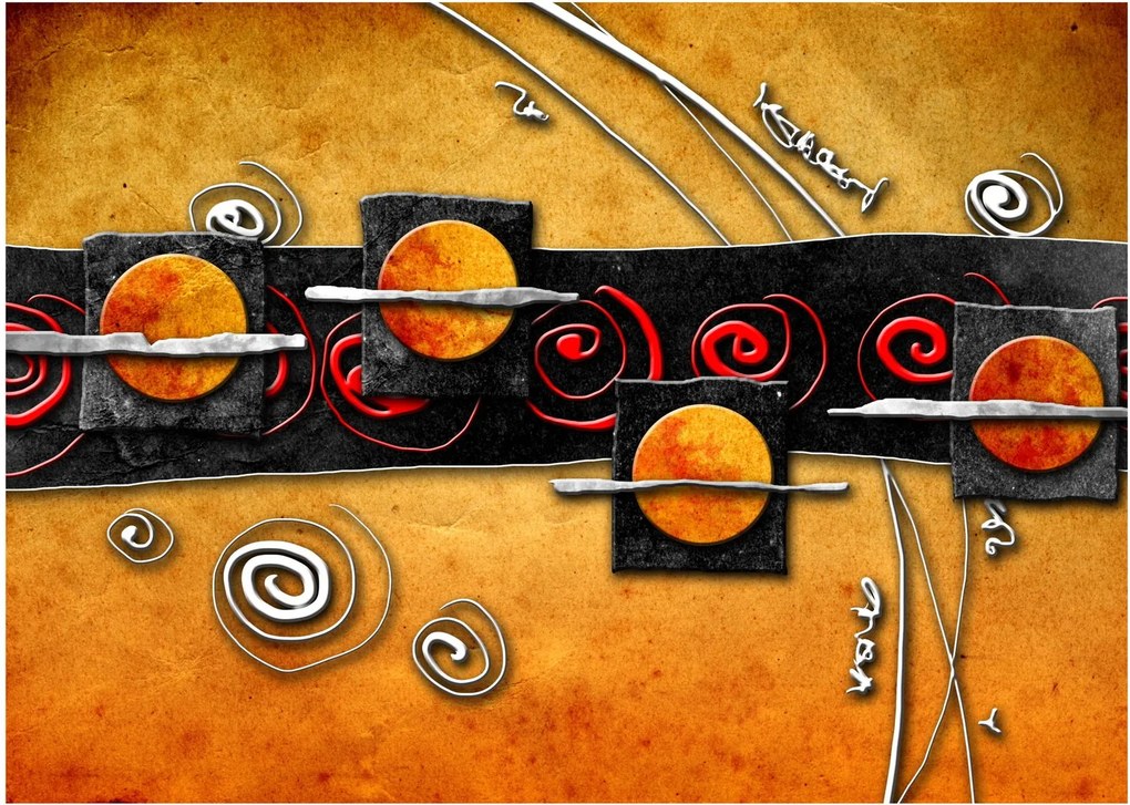 Abstrakcyjny obraz - Planety (70x50 cm)