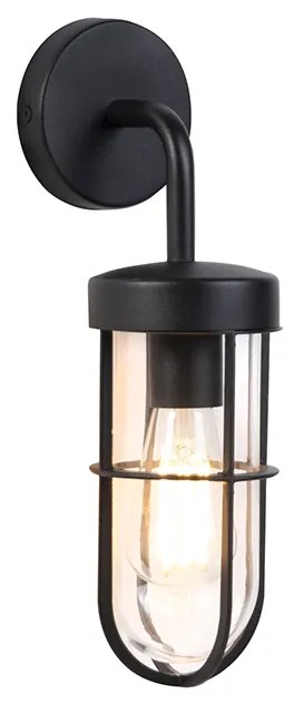 Rustykalna lampa ścienna zewnętrzna czarna ze szkłem - Elza