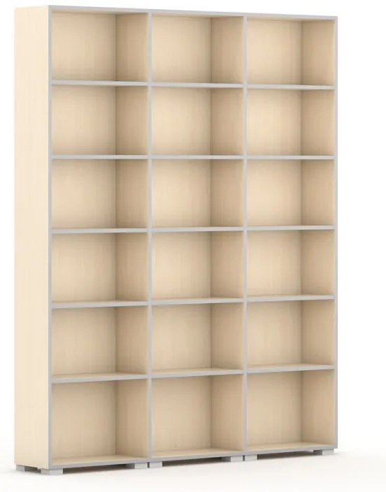 Biblioteka SILVER LINE, 3 kolumny, 2230 x 1800 x 400 mm, brzoza