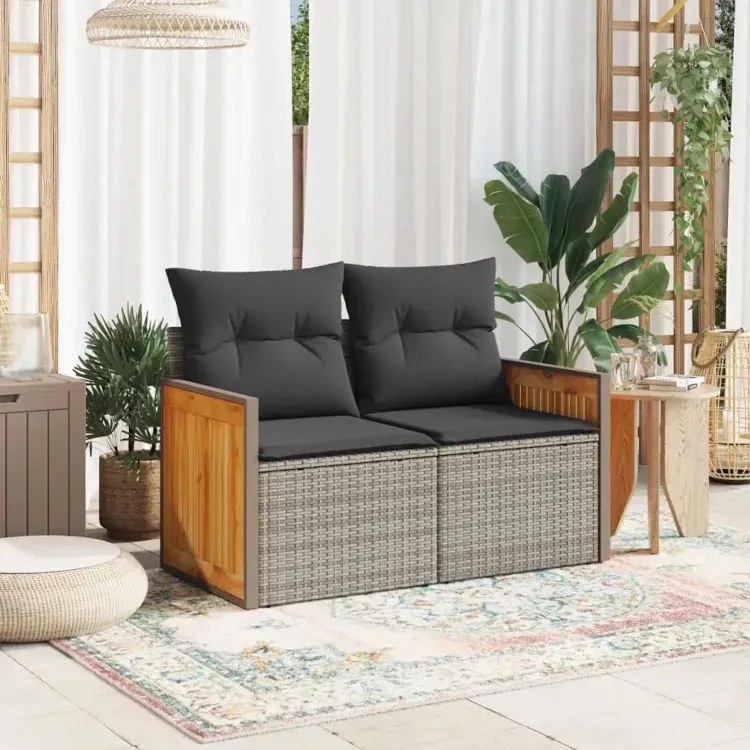 Sofa ogrodowa z czarnymi poduszkami - Sydnet 4X