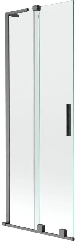 Mexen Velar L parawan nawannowy 2-skrzydłowy rozsuwany 70 x 150 cm, transparent, gun gray szczotkowany - 896-070-003-01-66