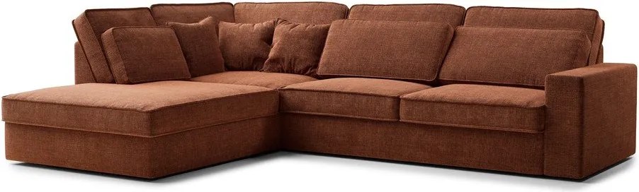 Narożnik z tkaniny szenilowej (lewostronny/w kształcie litery L) w kolorze miedzi Kirou – Maison de Rêve