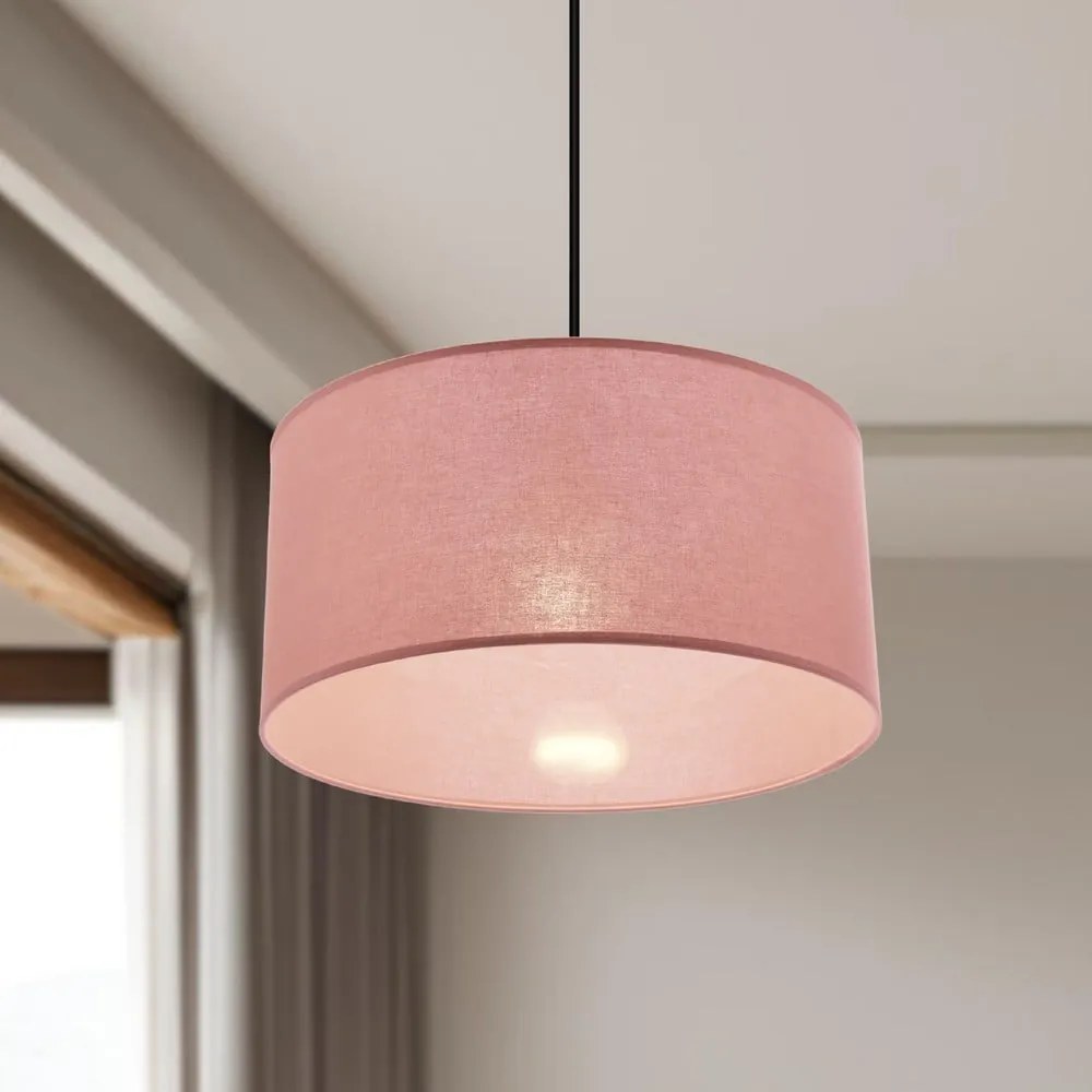 Różowa lampa wisząca z tekstylnym kloszem ø 40 cm Shanti – Candellux Lighting