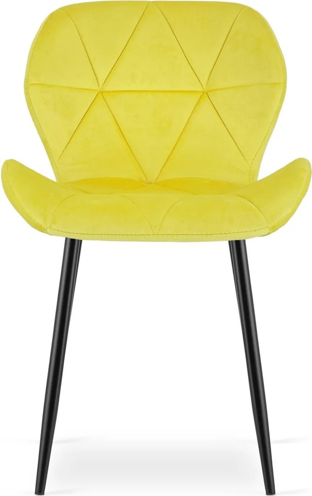 Krzesło do jadalni MANGO VELVET z czarnymi nogami, żółte
