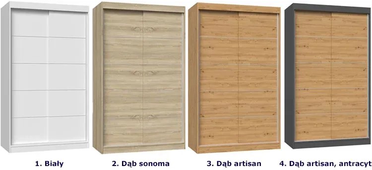 Nowoczesna szafa przesuwna 120 cm dąb artisan - Stoflis 4X