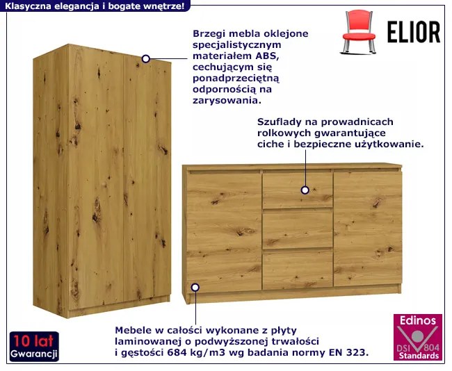 Zestaw Szafa Z Komodą Dąb Artisan Z0-Z39