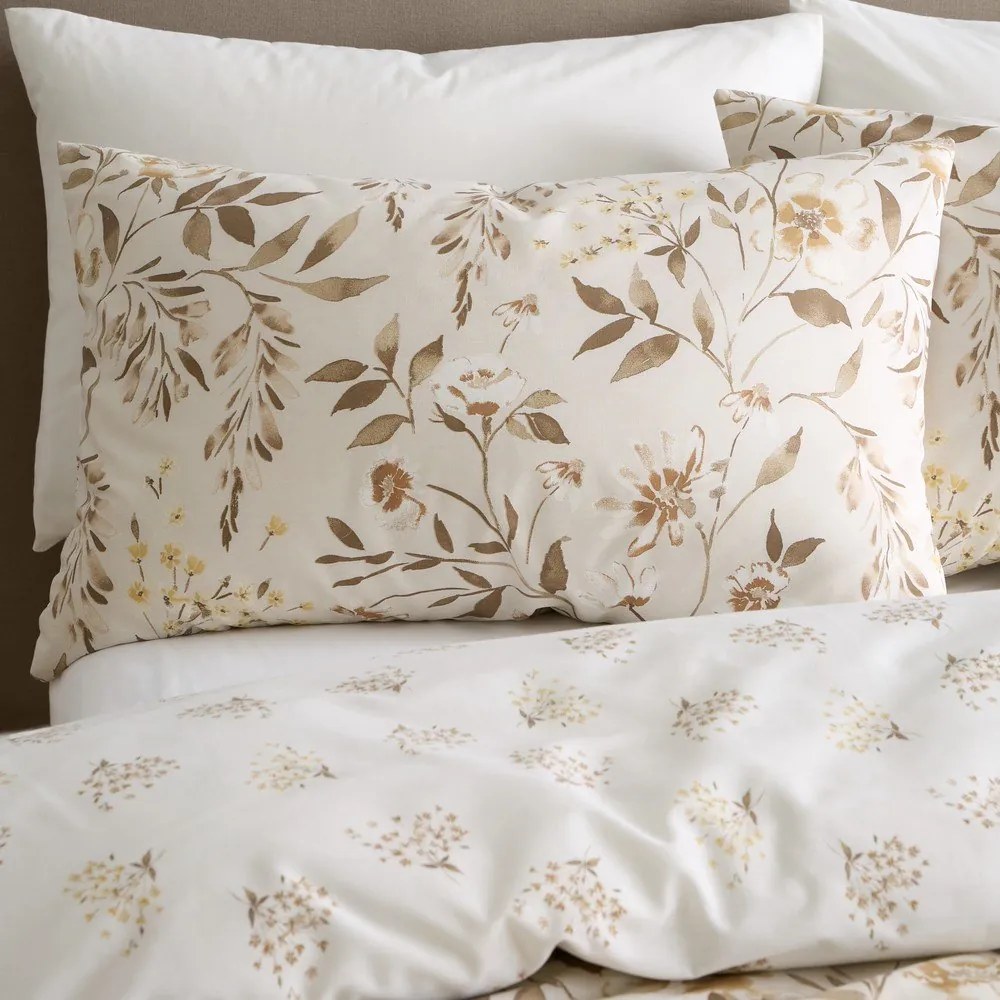 Biało-beżowa pościel dwuosobowa 230x220 cm Isadora Floral – Catherine Lansfield