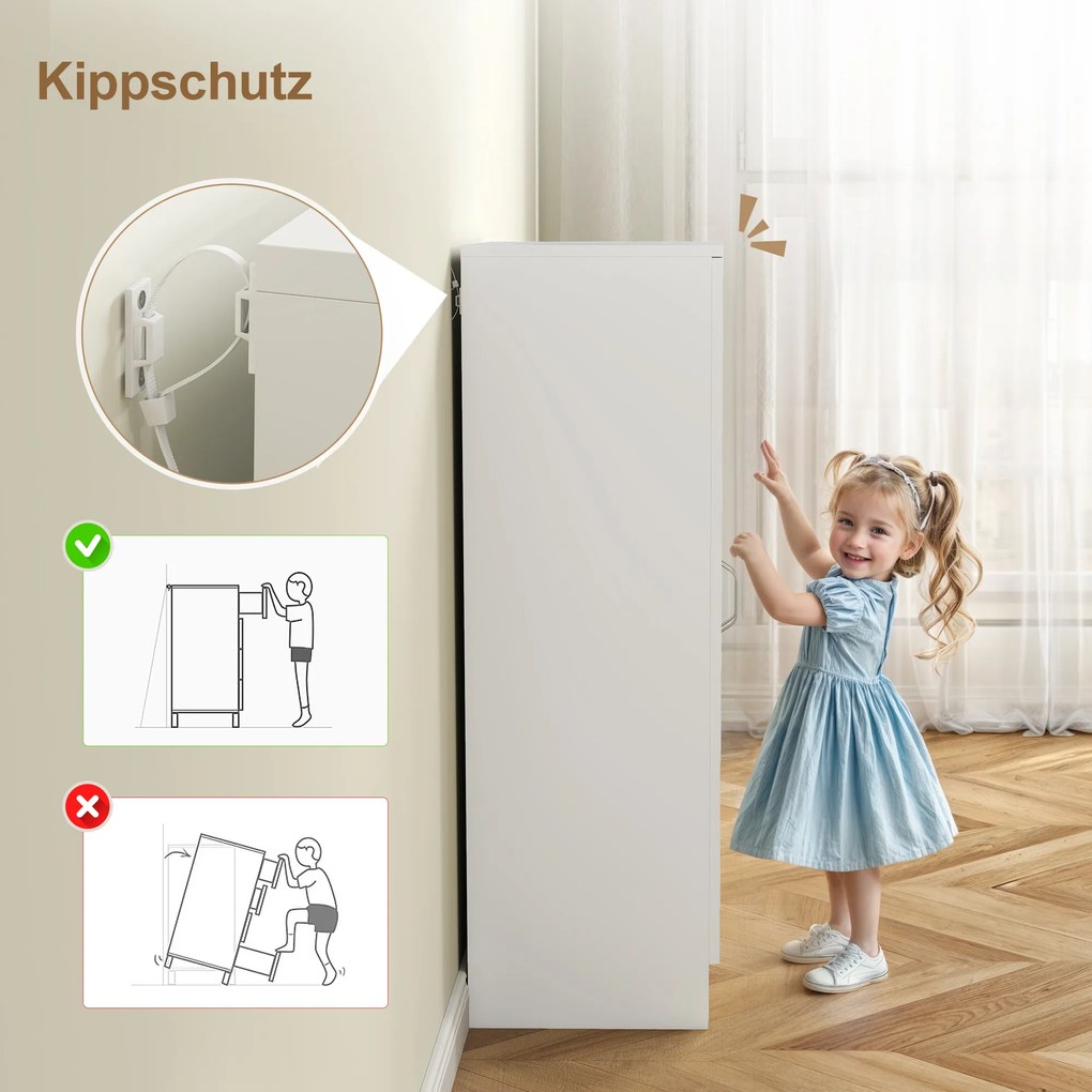 HOMCOM Szafka na buty z cichymi zawiasami, regulowane półki, 6-poziomowy regał na buty do przedpokoju, na 14 par, 55 x 35 x 108 cm, drewno, Biały