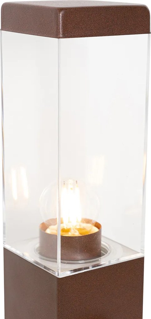 Lampa zewnętrzna rdzawobrązowa z grotem do ziemi i przepustem kablowym 80cm z oprawką IP44 - Malios