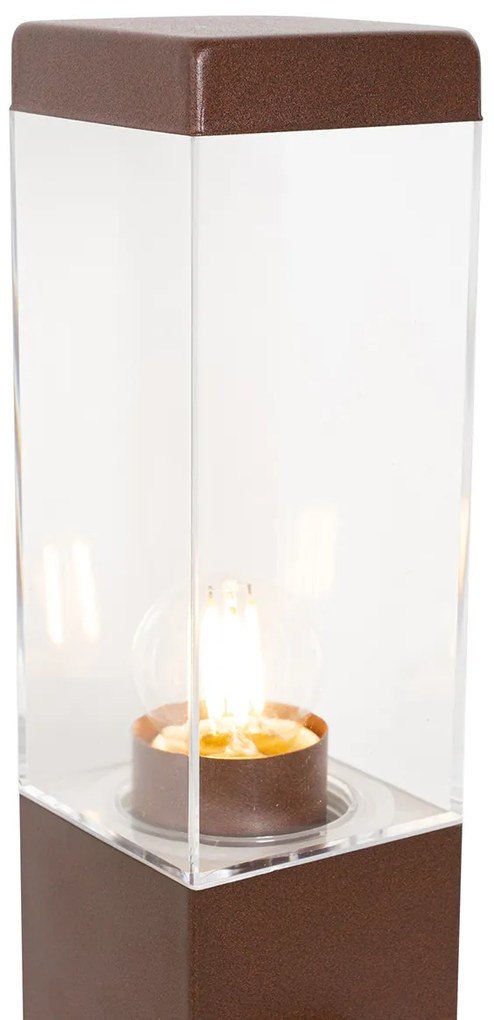 Zewnetrzna Lampa zewnętrzna rdzawo-brązowa 80 cm z gniazdkiem IP44 - MaliosDesignerski Oswietlenie zewnetrzne