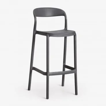 Zestaw 2 Sztaplowanych Wysokich Stołków Ogrodowych Z Polipropylenu Brenza Grafitowa Szarość & ↑75 Cm - Sklum