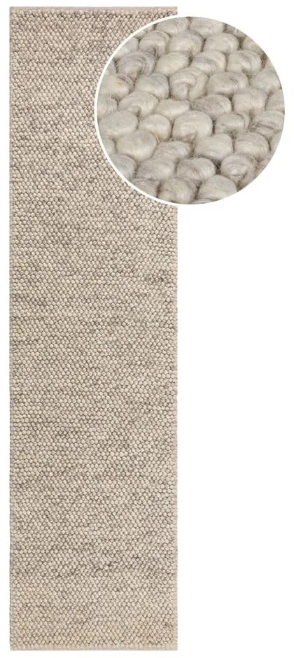 Jasnoszary chodnik z mieszanki wełny tkany ręcznie 60x230 cm Minerals – Flair Rugs