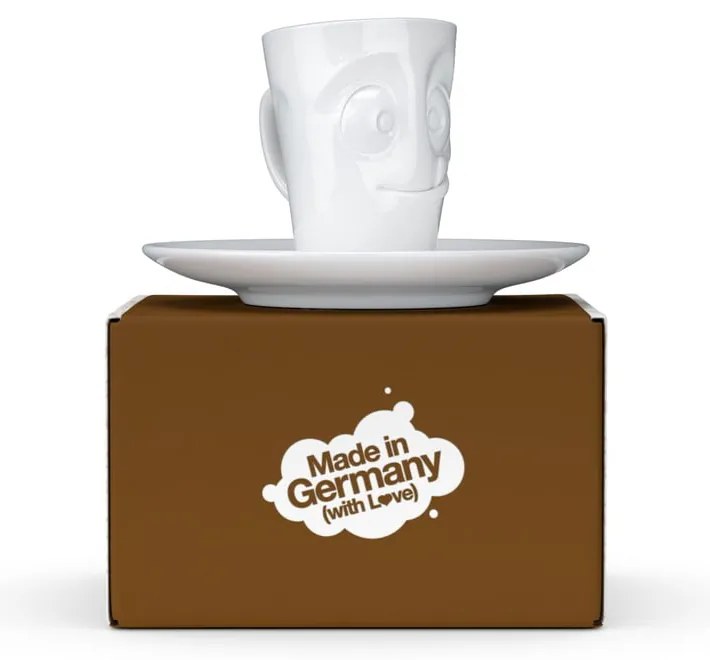 Biała łakoma porcelanowa filiżanka do espresso ze spodkiem 58products, 80 ml