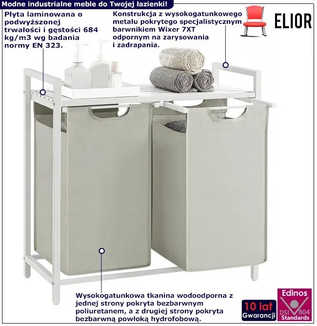 Biała Szafka Z 2 Koszami Na Pranie F2-F37
