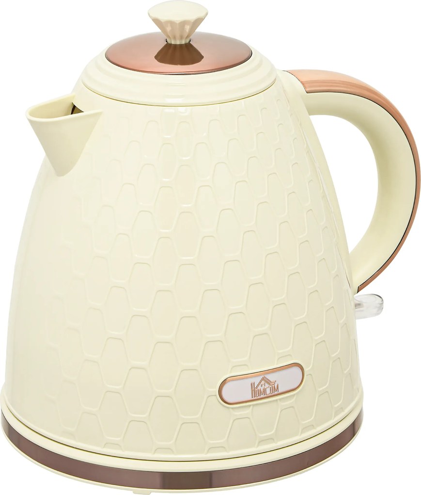 HOMCOM Czajnik, 2200W, okno widokowe, filtr, szybki czajnik, beżowy