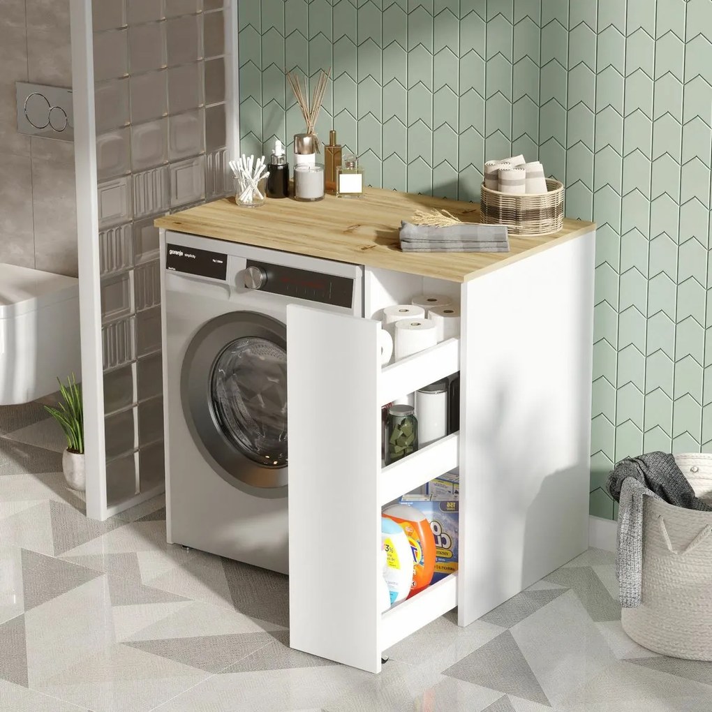 Szafka do pralki Saly White and Walnut