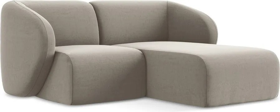 Jasnobrązowy aksamitny narożnik (prawostronny/z szezlongiem) Lani – Makamii