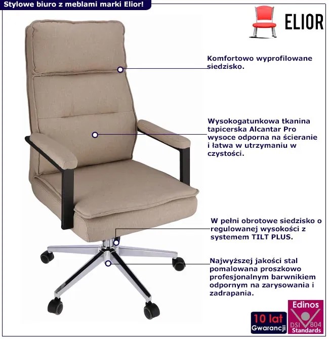 Beżowy regulowany fotel obrotowy H2-M11