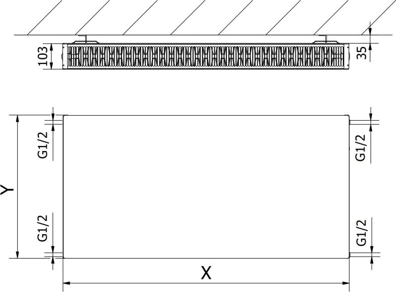 Mexen Flat CF22 grzejnik płytowy 600 x 1200 mm, podłączenie boczne, 1899 W, biały - W422F-060-120-00