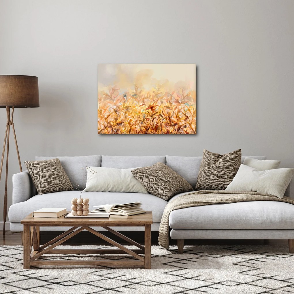 Obraz - Liście w jesiennych kolorach, obraz olejny (70x50 cm)