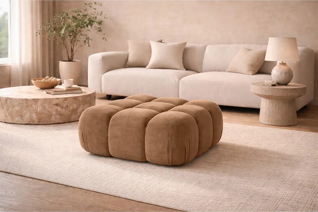 Pufa modułowa, tkanina welur Salvador, Ciemnobeżowy, Selia