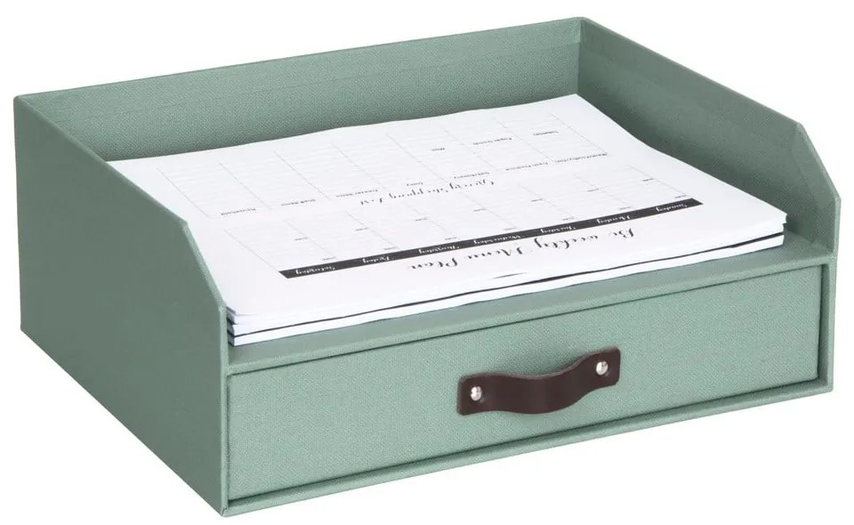 Zielony kartonowy organizer z szufladką/na dokumenty Walter Canvas Paper Laminate – Bigso