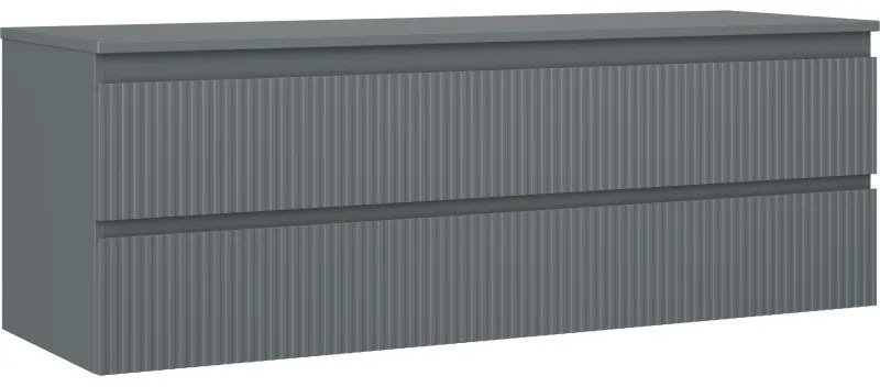 Mexen Rivel szafka łazienkowa podumywalkowa 140 cm z blatem, 2 szuflady, ryflowana , grafit mat - 91A20-14047-2-BFFC66