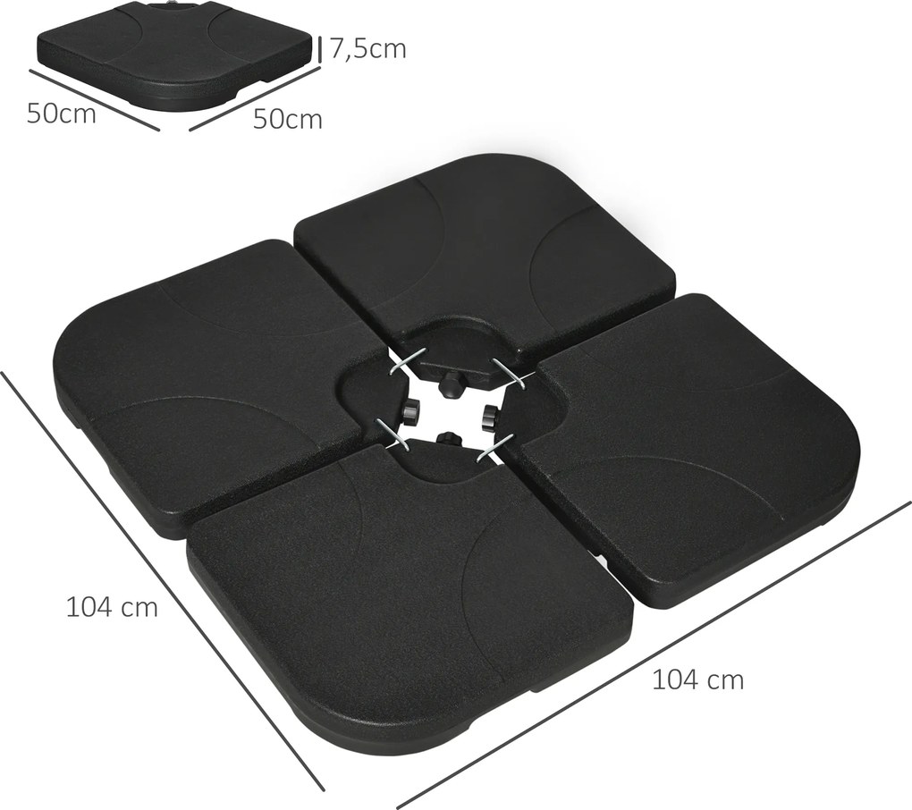 Outsunny płyty obciążnikowe do parasola 104x104x75 cm odporne na warunki atmosferyczne czarne nadające się do wypełnienia | Aosom PL