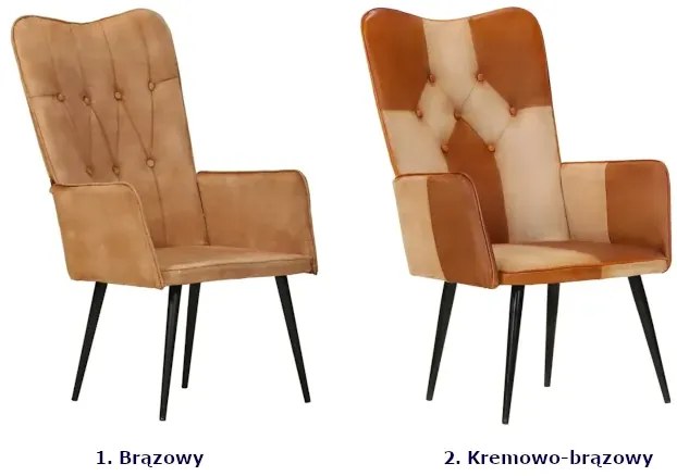 Brązowo-kremowy fotel z naturalnej skóry - Selcha
