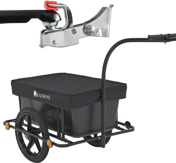 Wózek transportowy rowerowy 90 l, stalowy, plandeka, 80 kg