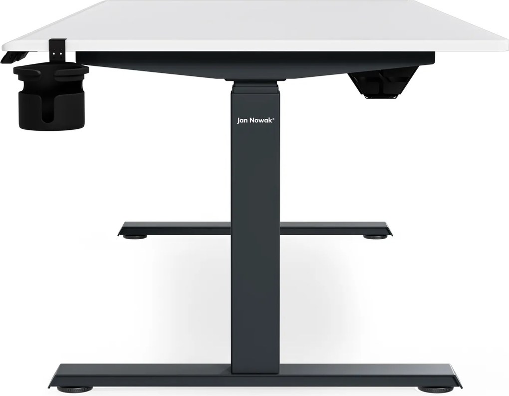 Biurko elektryczne z regulacją wysokości ergonomiczne antracytowo-białe, 1600x800 mm: ARIA
