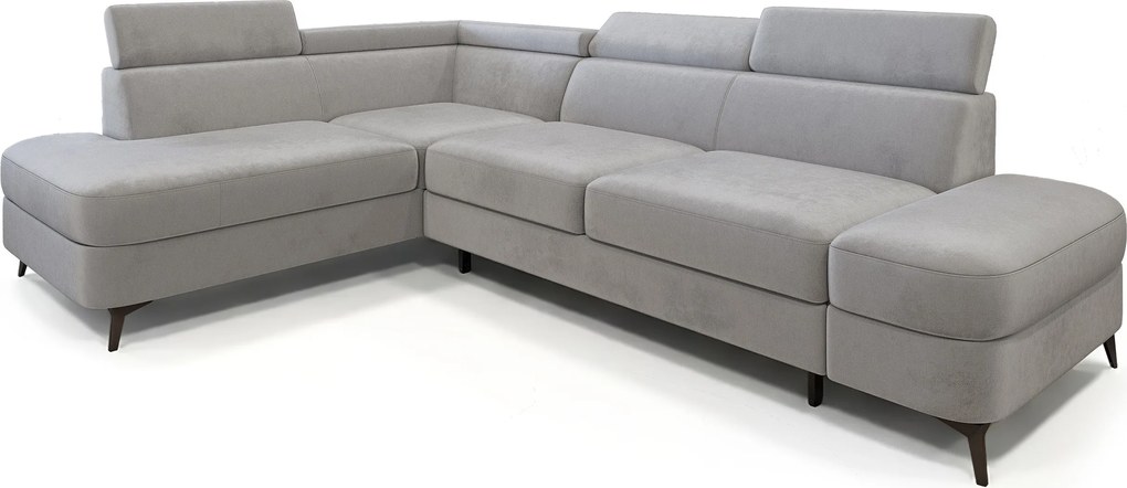 Masseno Narożnik AVISE z funkcją spania i pojemnikiem na pościel Narozniki L, Rozkładana sofa - Jasnoszary, MONOLITH 84