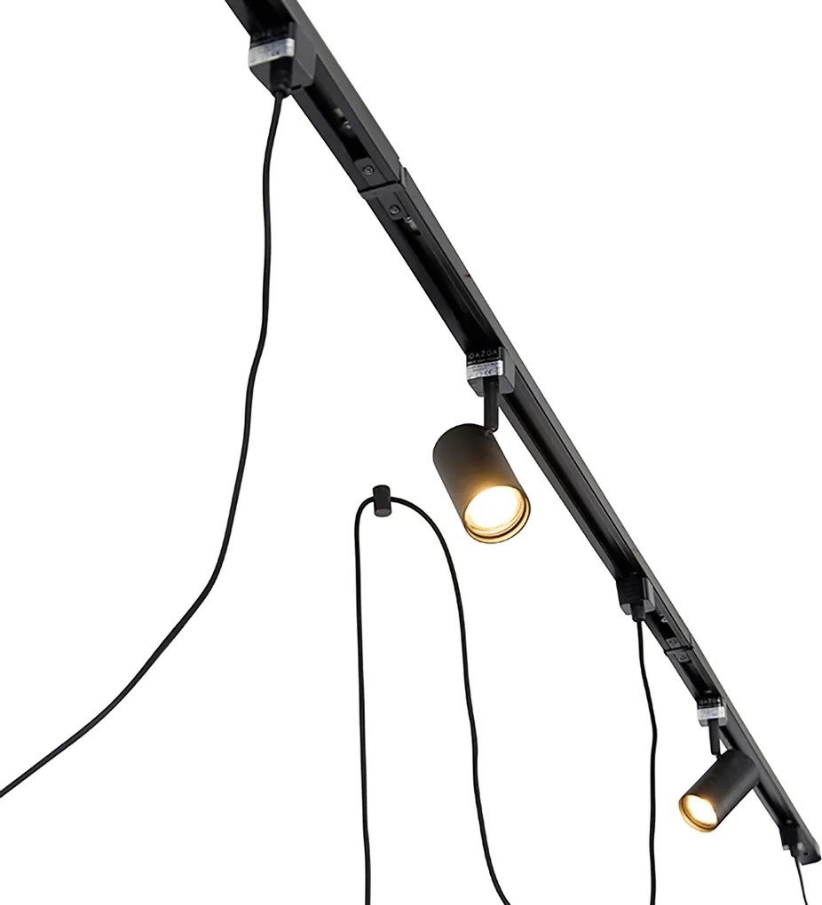 Inteligentny system szynowy czarny 3 reflektory i lampa wisząca 1-fazowa - Cavalux Jeana