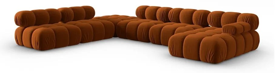 Pomarańczowa aksamitna sofa 379 cm Bellis – Micadoni Home