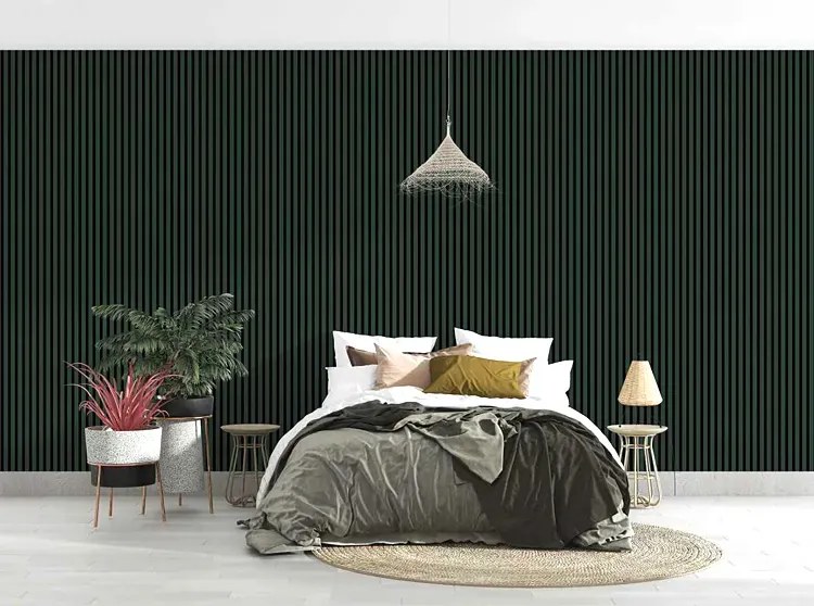 Lamele ścienne w kolorze butelkowej zieleni 15 szt. F6-R09