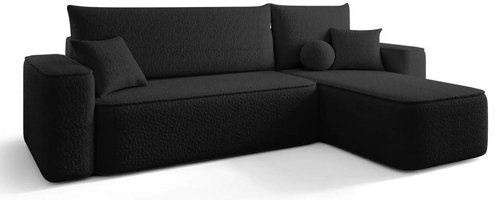 Czarny narożnik z pojemnikiem na pościel K5-P76