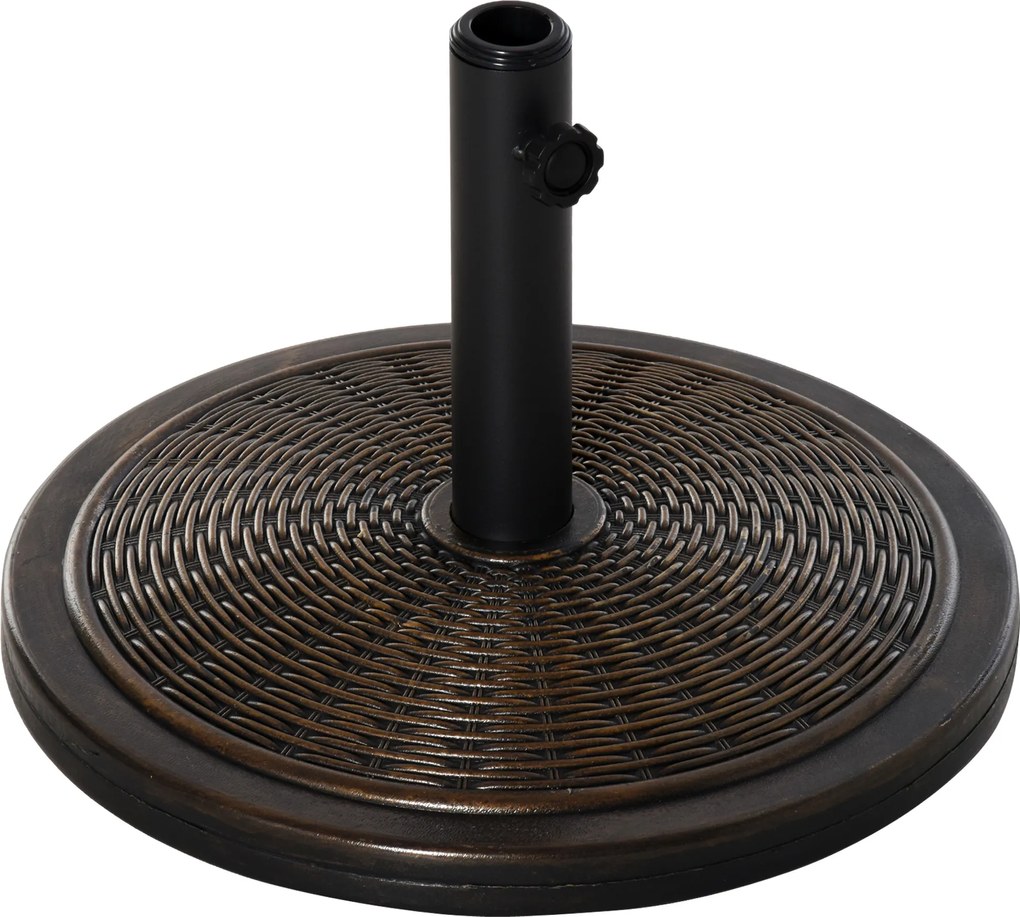 Outsunny Stojak na parasol z cementu 14 kg okrągły z rattanowym wzorem, uchwyt na parasol 35 mm/38 mm/48 mm | Aosom PL