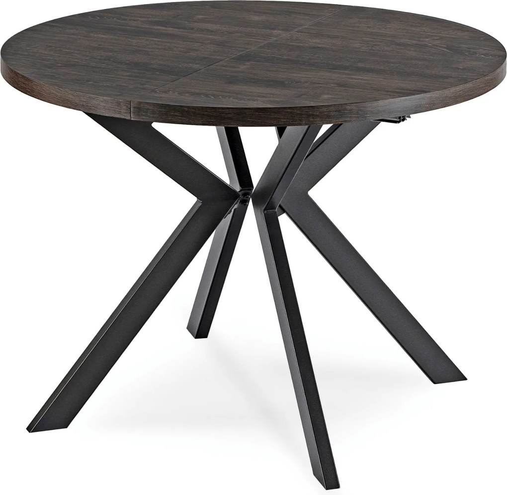 Stół Okrągły Rozkładany LUKAS 100-250 cm Czarny Nowoczesny Loft