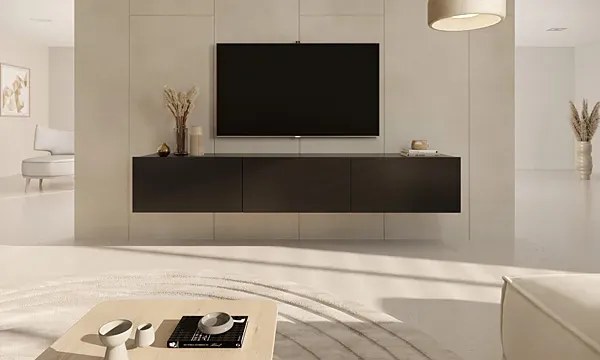 Czarna wisząca szafka RTV uchylna F8-D93
