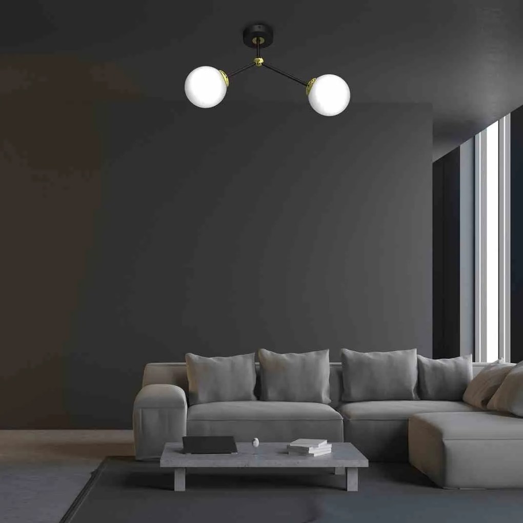 Lampa sufitowa, podwójna, nowoczesna JOY BLACK / GOLD 2xE14